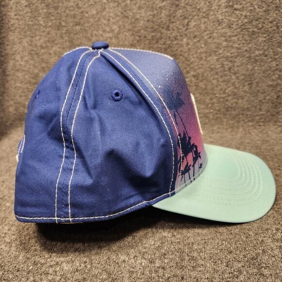 TOPGOLF Purple Palm Trees Sunset Aqua Purple Pink Satiny Baseball Cap Hat OS - Picture 4 of 11